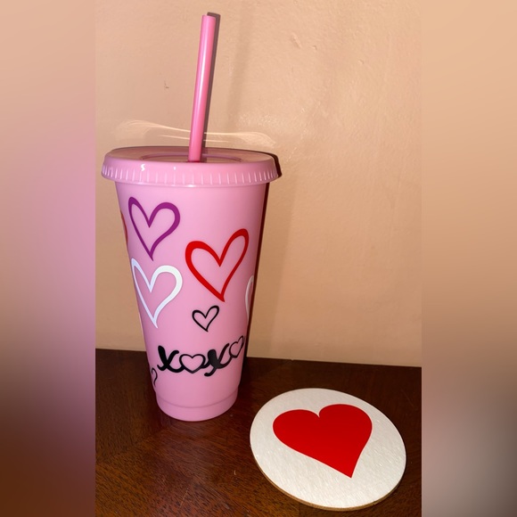 Other - Valentine’s day cup & coaster made with Cricut!